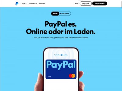 Screenshot der Paypal Startseite, Wie ändert man das Kennwort in Paypal