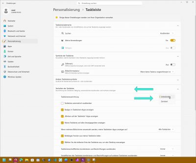 Wie ändert man die Taskleistenausrichtung in Windows 11 in den System Einstellungen